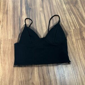 Black mesh crop top